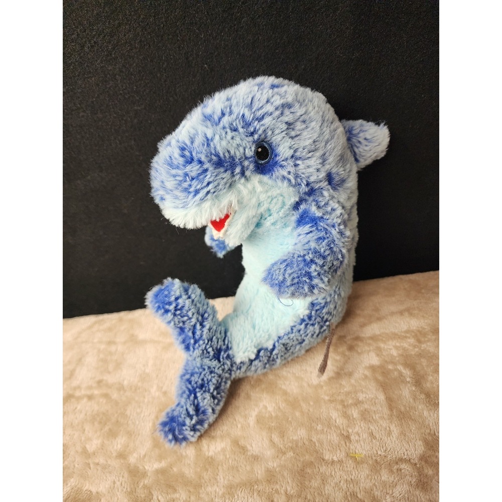 PLUSHOLOGY Blue 9" Soft  Shark Plushie EMBROIDERED Eyes